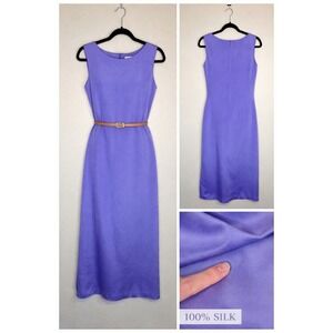 Coldwater Creek 100% Silk Dress Womens Purple Sleeveless Sheath Midi Minimalist